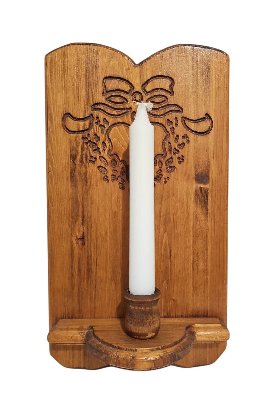 Vintage Wooden Wall Taper Candle Holder Sconce Country Farmhouse Cottagecore